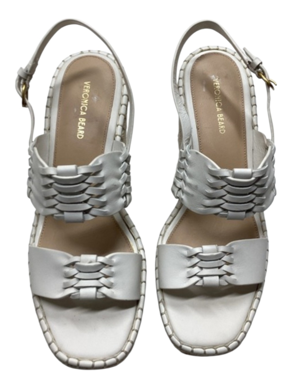 Veronica Beard Riya White Slingback Espadrille Platform Wedge Sandal
